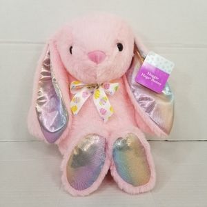 New! Dan Dee Huggie Hugs Bunny Pink Rabbit Easter Egg Bow Plush Stuffed 14"